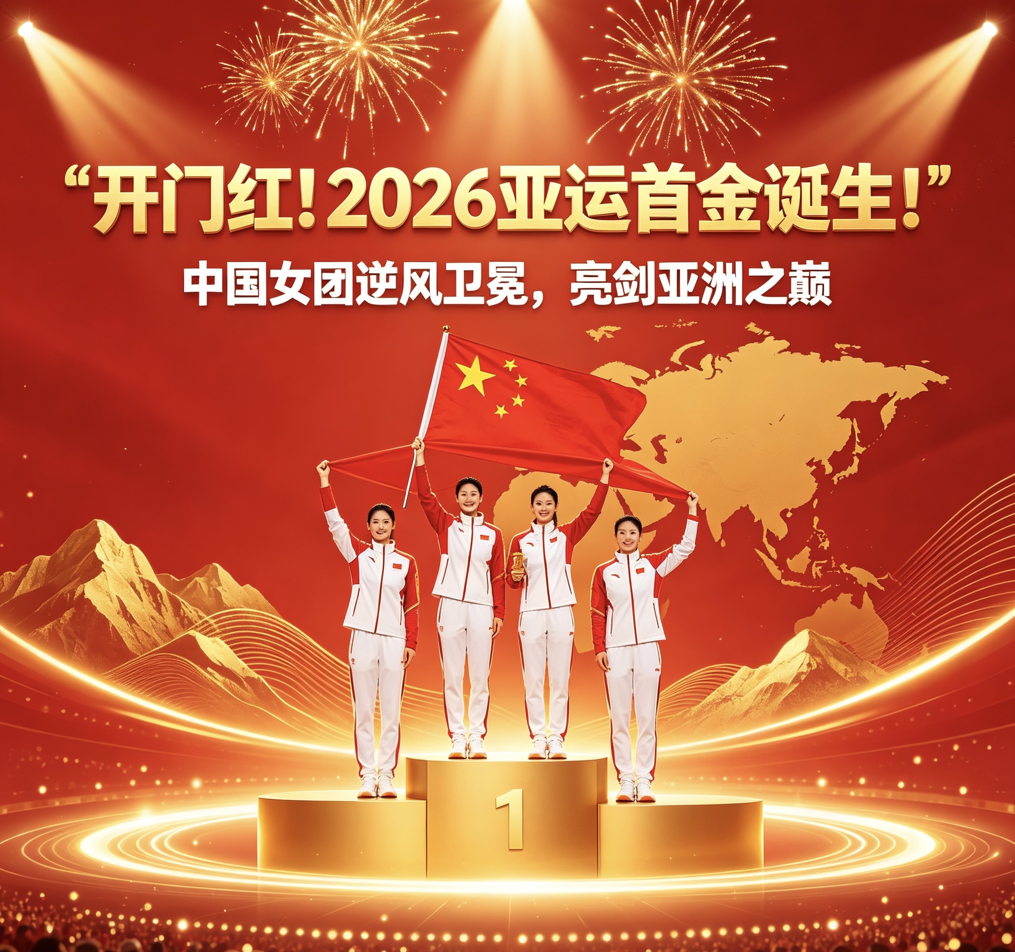 开门红！2026亚运首金诞生！中国女团逆风卫冕，亮剑亚洲之巅

金秋九月，名古屋赛场烽火燃起，2026年爱知·名古屋亚运会正式拉开激烈角逐。万众期待之中，中国体育代表团迎来振奋人心的开门红！在现代五项女子团体决赛的终极对决里，由张明煜、吴希瑶、付静、孟鑫组成的中国女团稳扎稳打、强势突围，成功斩获本届
