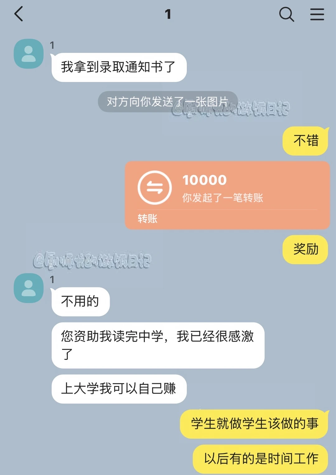 资助了一个贫困生