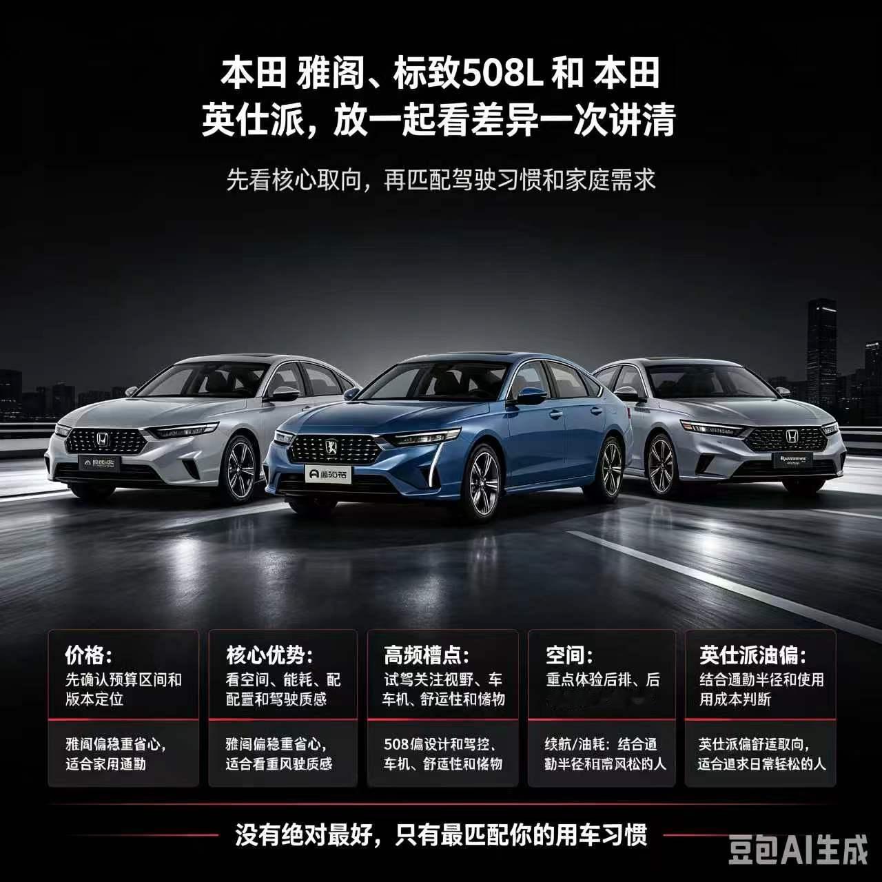 雅阁/508L/英仕派选车差别说透