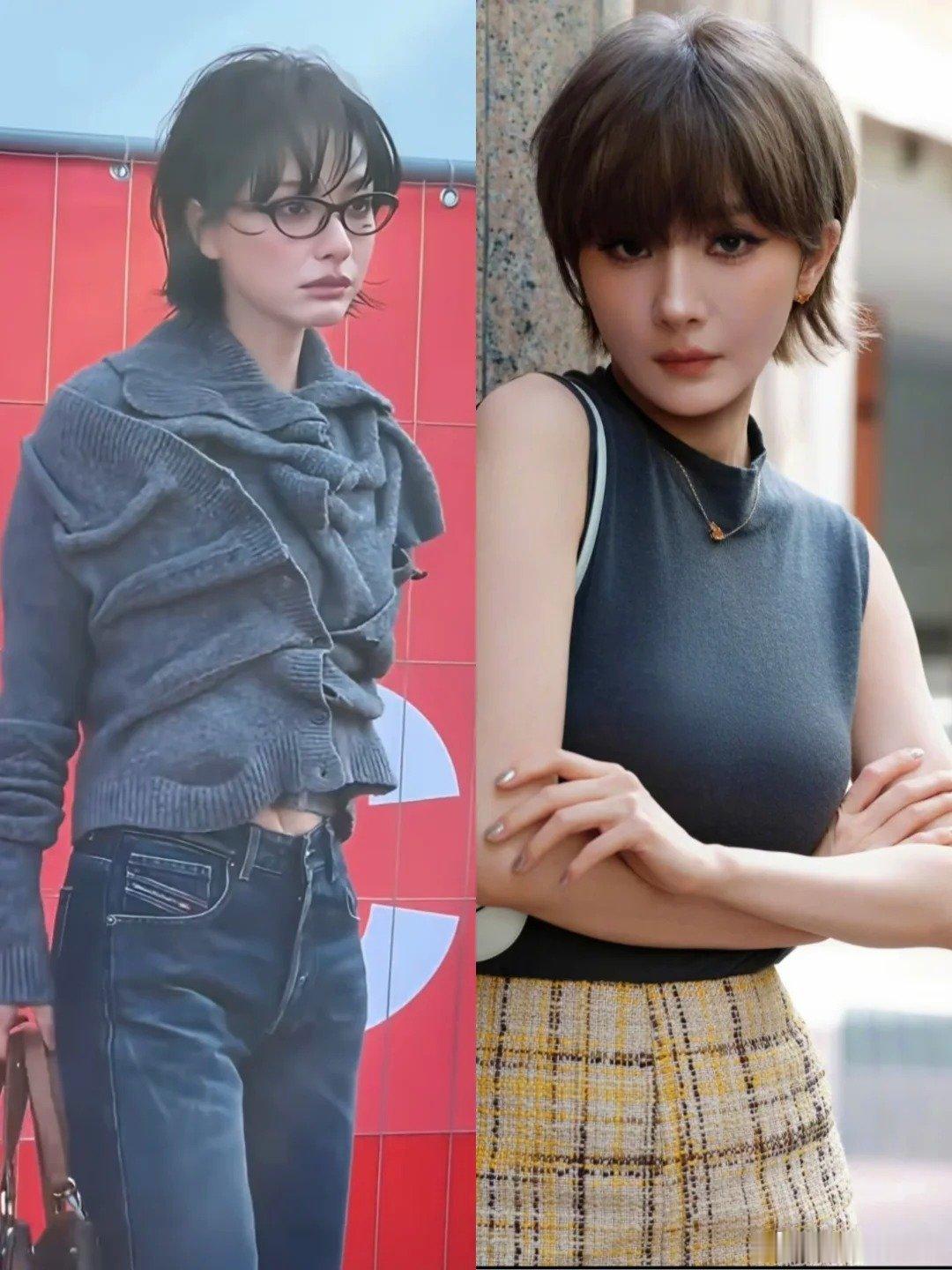 同款短发酷感路线，两套妆造氛围感很接近
但适配度真的各有差异❗️
同样是利落少年感短发，冷调酷飒的风格
有的人驾驭起来松弛有气场
 
这组短发酷感风，哪位更贴合本身气质？
你站哪边👇
 
#米兰时装周 ##杨幂# #短发#  #形象美学 # #穿搭审美# ​
