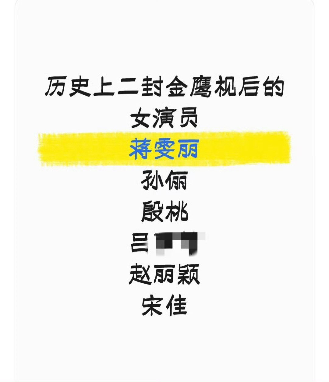 金鹰二封视后的就六个 足以证明赵丽颖有多牛逼了！还是最年轻的二封金鹰视后女演员！ ​