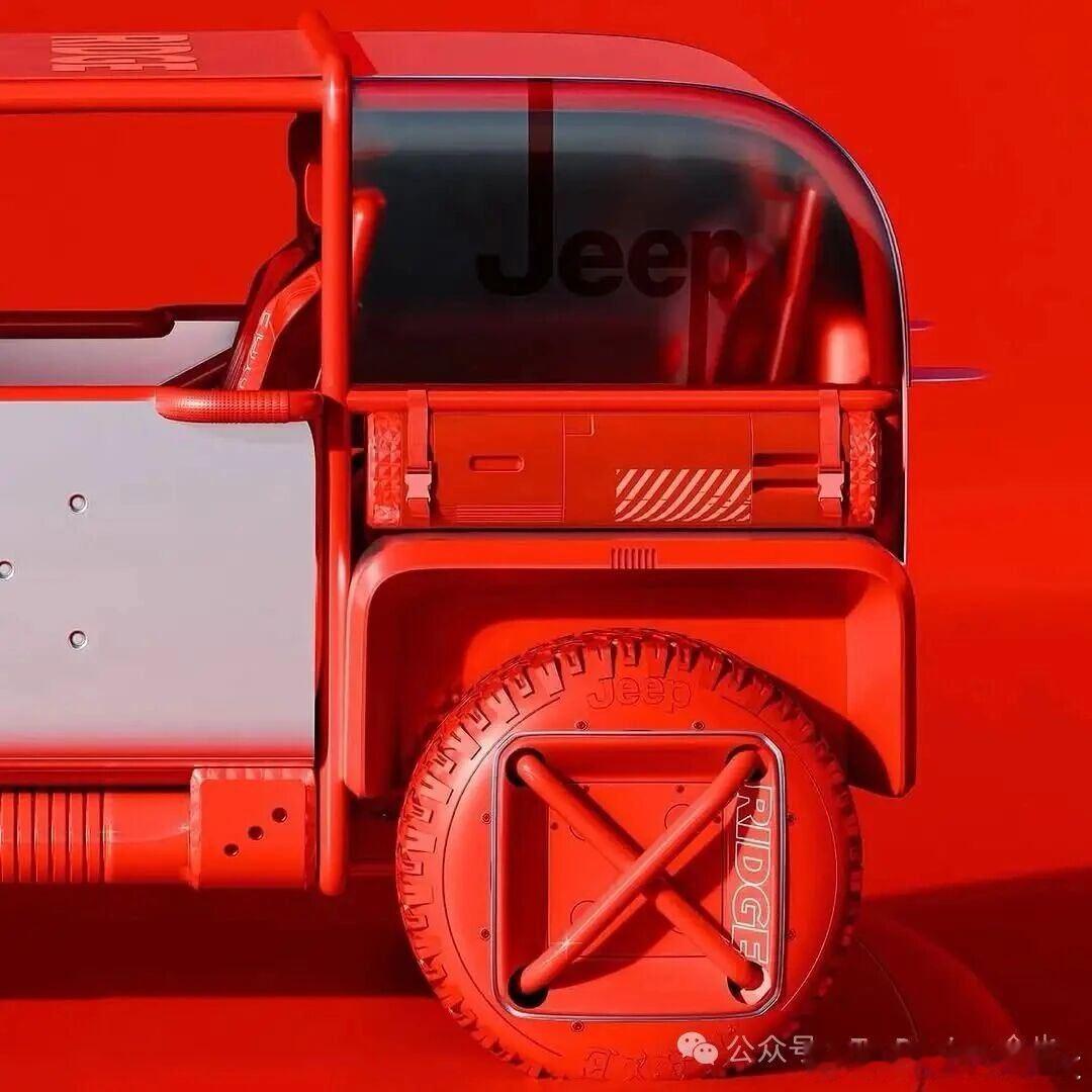 《名车 展示》赏析：吉普Jeep Ridge -四方形电动Jeep概念越野车 设计！这是个实习生的 设计作品，探索与 冒险的 双重演绎。  ​