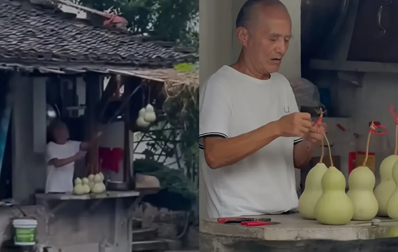 6天前忍痛摘下葫芦，如今又重新挂上，背后原因让人动容。上周六晚上，绍兴书圣故里的陈爷爷，亲手把7个葫芦摘了。原因大家都知道：游客太多，网红太多，日夜在他家门口直播吵闹。75岁的老人，就想过几天安静日子。

结果才过了6天，9月11号中午，他又把葫芦一个个挂回去了。网上好多人替他找原因：是不是跟上面谈