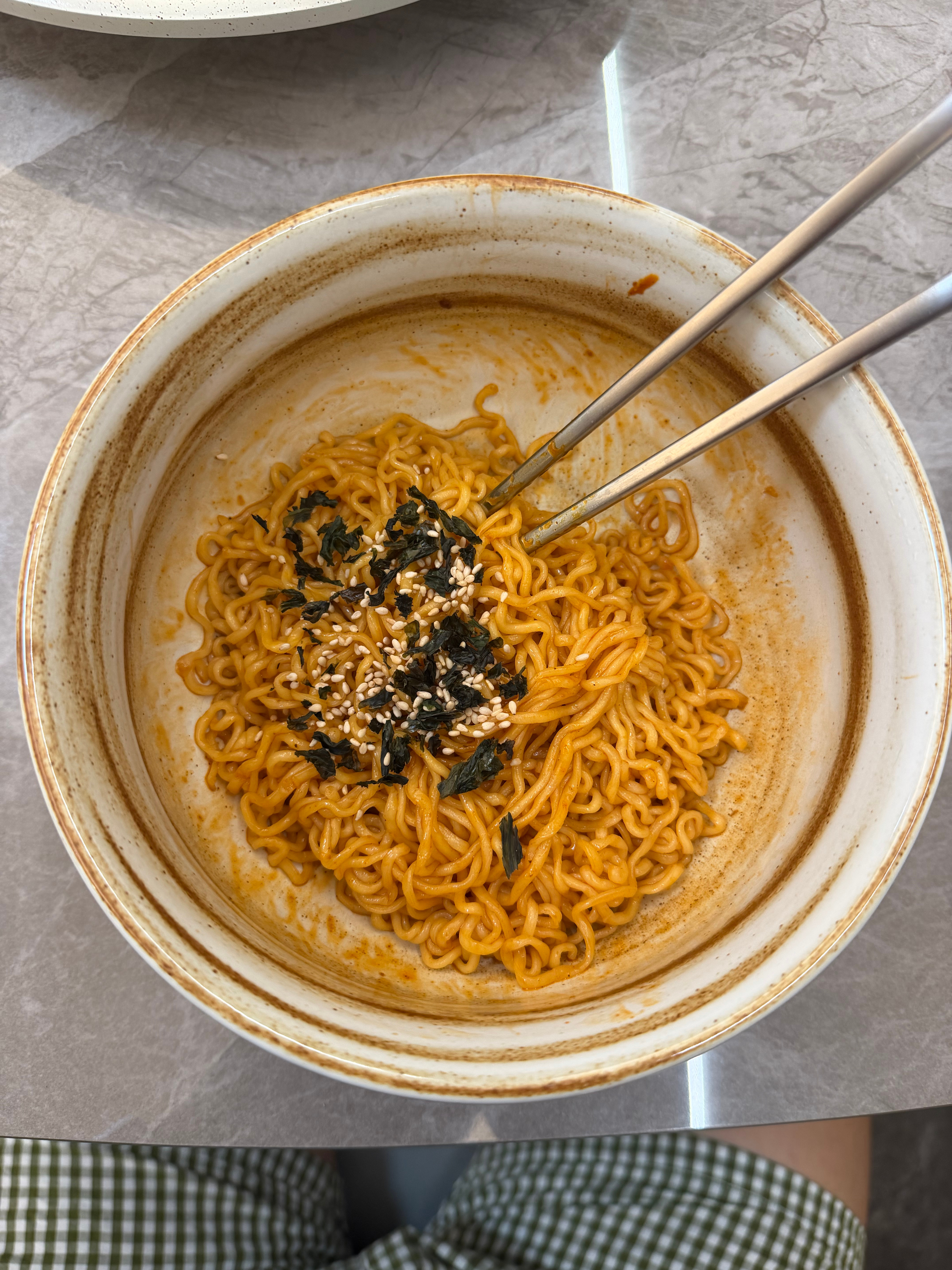 我再加一碗火鸡面，没吃饱。 ​​​