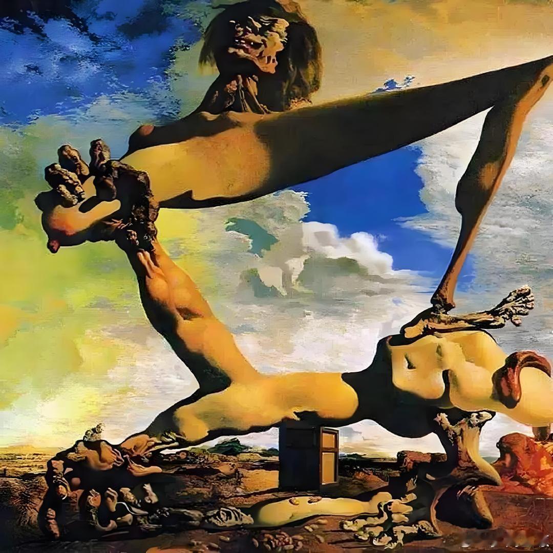 内战的预感   达利   油画 1936年

历史是在欲望的驱动下前进的，战争则是历史中不可避免的一环，是人的欲望恶性膨胀和利益冲突激化的产物。达利这幅画用夸张的手法描绘了代表战争的魔鬼——人类膨胀的欲望。

《实用主义：缩译彩图本》〔美〕威廉·詹姆斯 ​