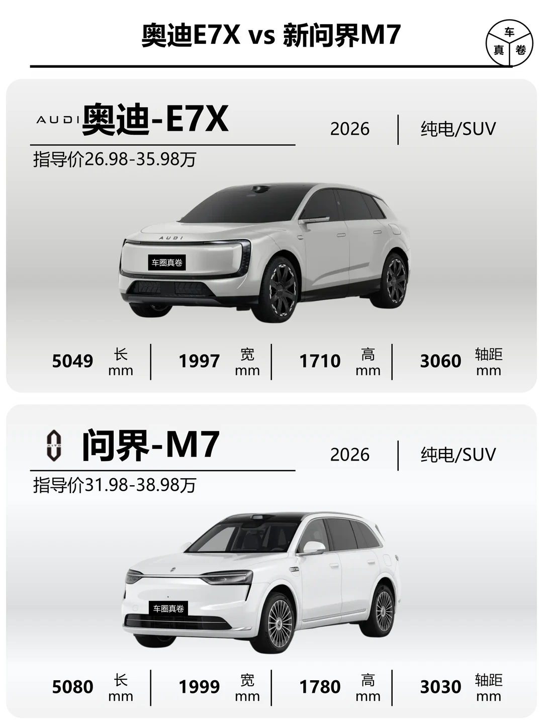 10秒速览奥迪E7X与问界M7