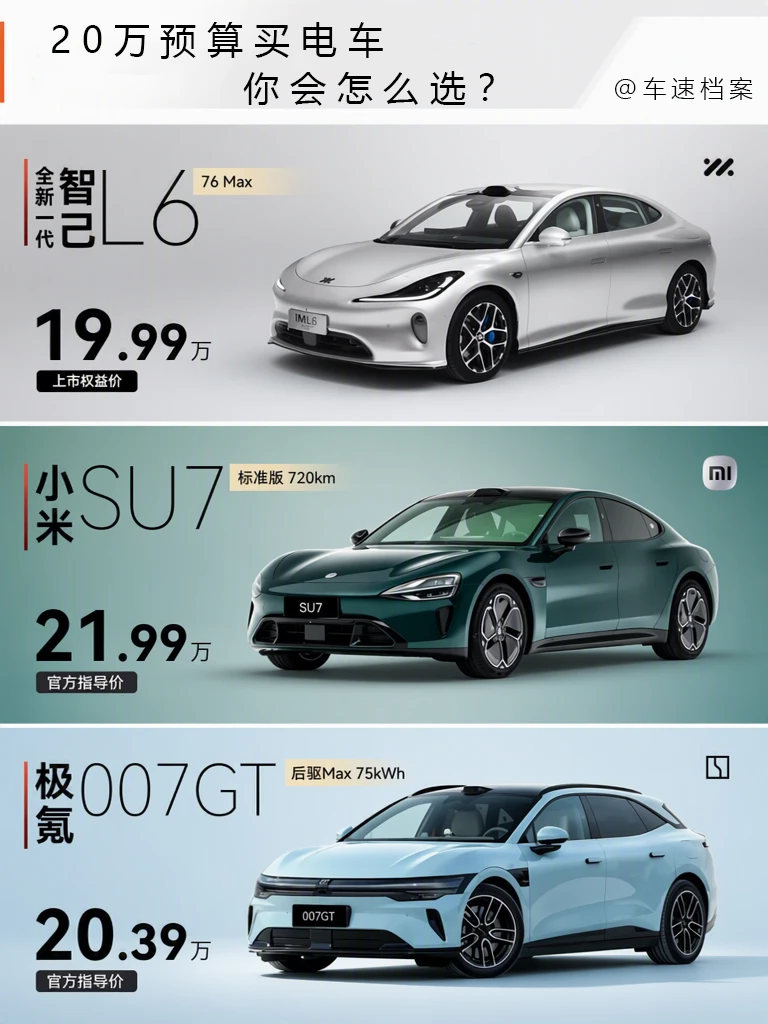 20万预算买电车，你会怎么选？