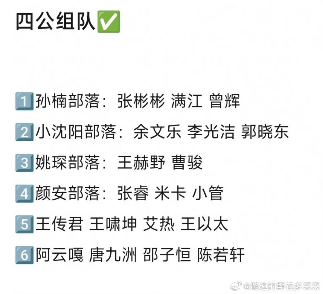 楠阳争夺霸总抚养权中
附上四公分组情况

披荆斩棘2026 ｜曾辉#披荆斩棘[超话]# ​
