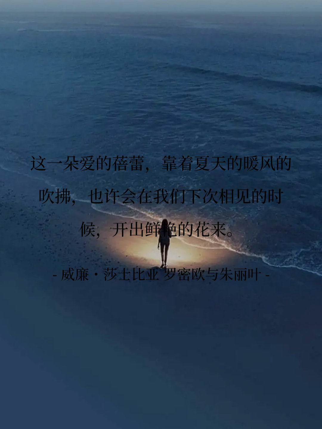 这一朵爱的蓓蕾，靠着夏天的暖风的吹拂，也许会在我们下次相见的时候，开出...