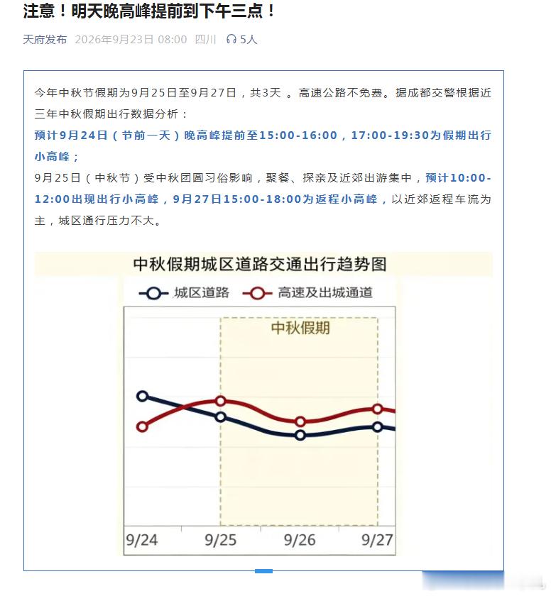 注意！明天晚高峰提前到下午三点！ ​​​