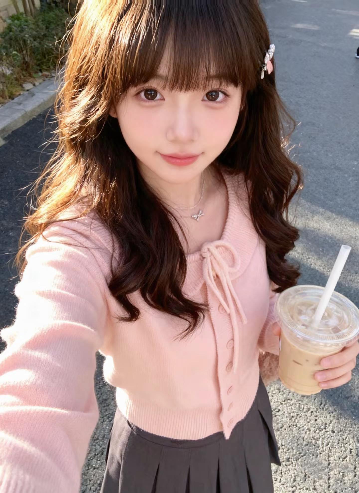 今天是甜妹🎀 谁能拒绝粉色系穿搭啊。今天穿的这件粉色毛衣也太戳我了～...