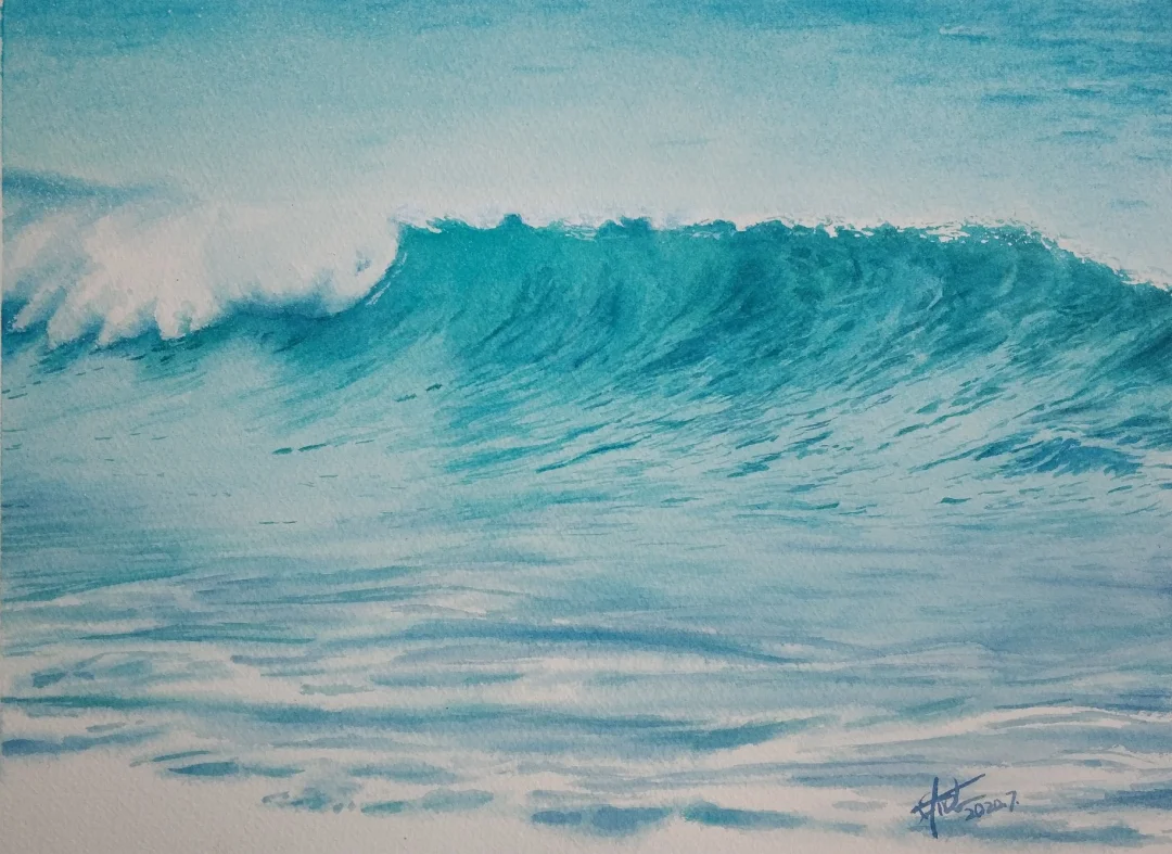 水彩 海浪