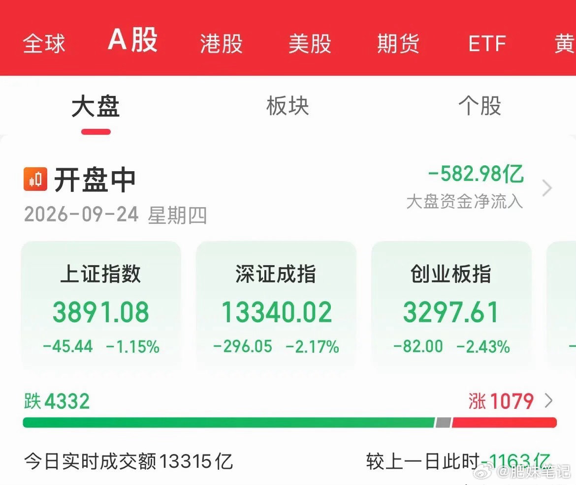 #创业板指半日跌1.84%#两周年纪念日！就来这一出！印象深刻啊！这走势！真是打破常规啊！内资砸出582亿元，沪指跌破3900点，创业板跌幅2.43% ​