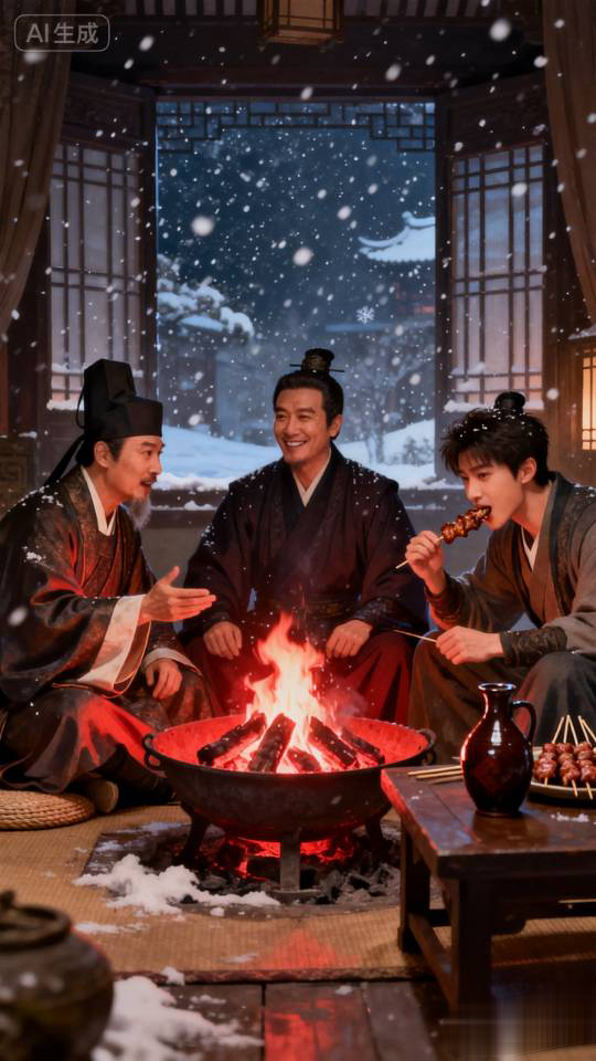 《大雪叩门，宋太祖为何非要拉上弟弟一起烤肉？》

建隆元年的冬夜，雪下得紧，汴京城里连野狗都躲进了窝。

枢密副使赵普刚脱下朝服，正裹着厚棉袍在炭盆前打盹。突然，一阵急促的叩门声砸碎了夜的死寂。

“谁？”赵普披衣开门，风雪裹着寒气直灌进屋。门外站着的，竟是只穿便服的宋太祖赵匡胤，身后还跟着个缩着脖
