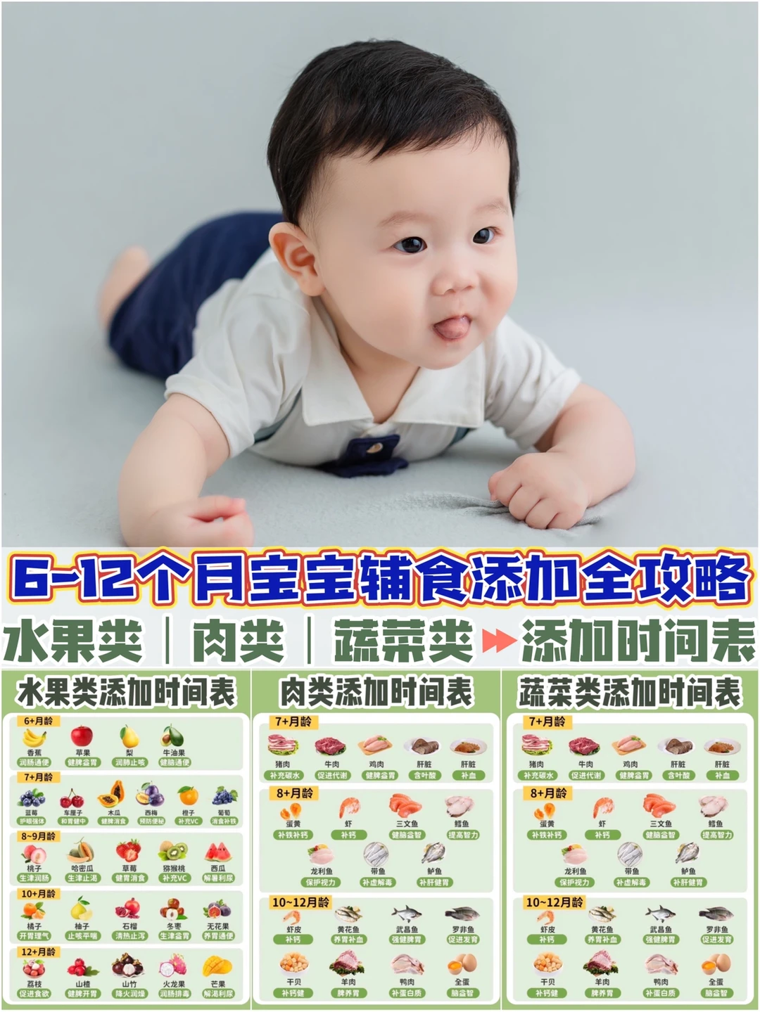 6-12个月宝宝辅食添加全攻略✅新手爸妈必学
