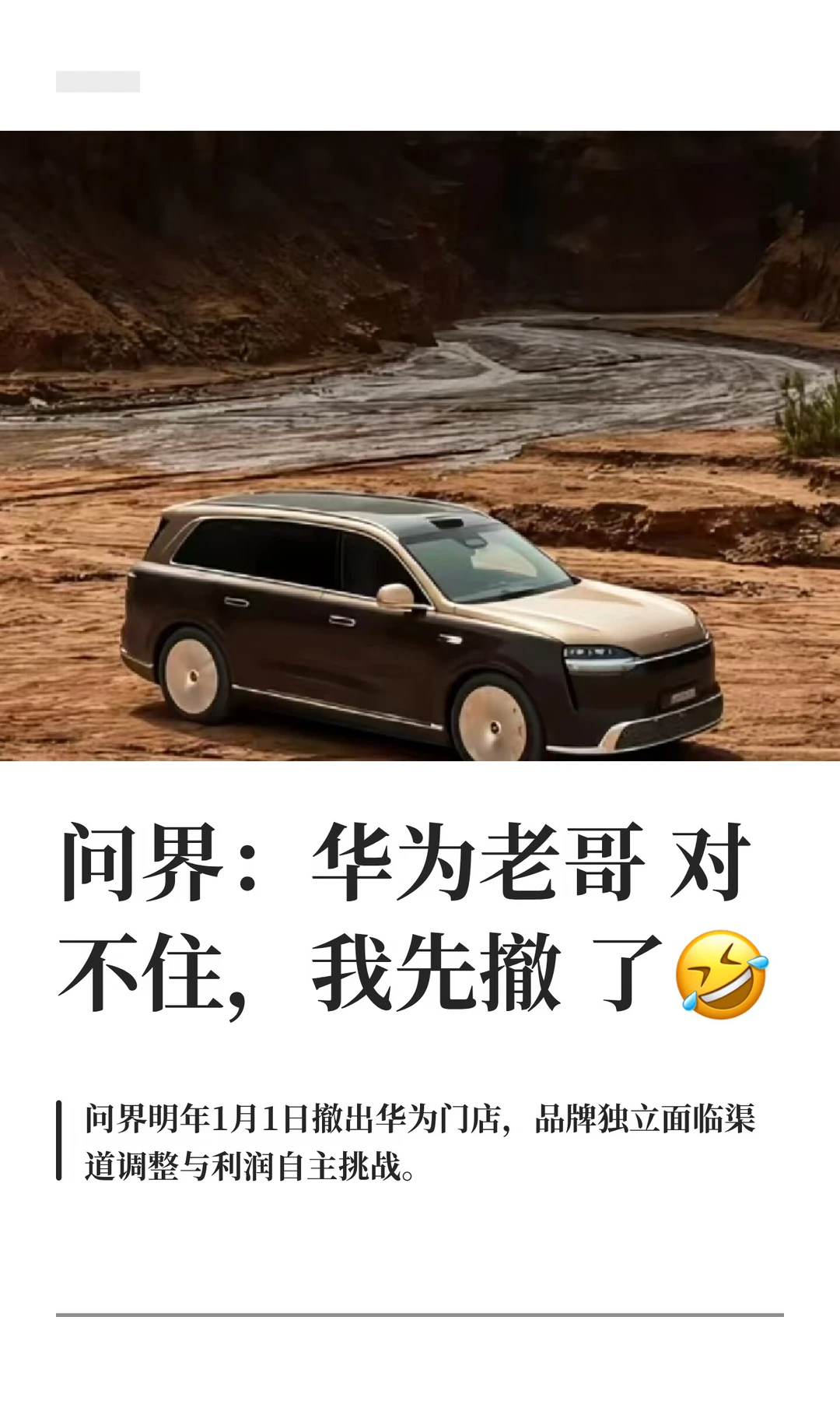 问界：华为老哥对不住，我先撤了