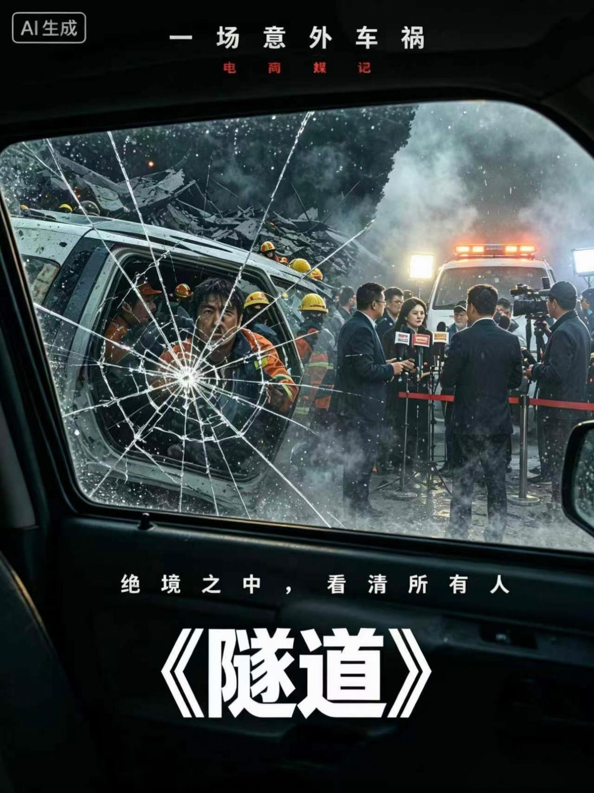 一场意外车祸引发连锁悲剧，人性的阴暗在绝境里暴露无遗
很多灾难片主打宏大的特效和惊险的场面，让人感受到天灾的残酷。而韩国高分现实题材电影《隧道》，没有惊心动魄的特效，却用一场普通的意外坍塌车祸，撕开了社会最真实的人性百态。一场突如其来的意外，本是无辜的灾难，可在绝境之中，人性的自私、虚伪与冷漠被无限