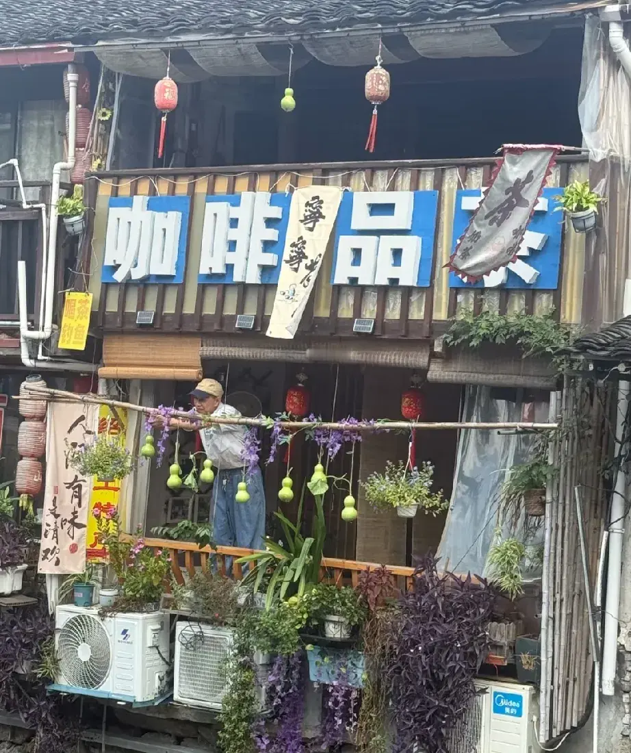 绍兴“葫芦娃”后继有人了！
那7个葫芦娃刚被爷爷无奈剪下，
隔壁咖啡店立马“无缝衔接”，火速在店门口挂上了七个“新葫芦”，
这波蹭流量的操作也是绝了，
就看他们能不能真接住这泼天的富贵！

说实话，
这波操作看着挺聪明，
但真能接住吗？
大家大老远跑去打卡，
看的哪里只是葫芦，
而是青砖黛瓦下，
失