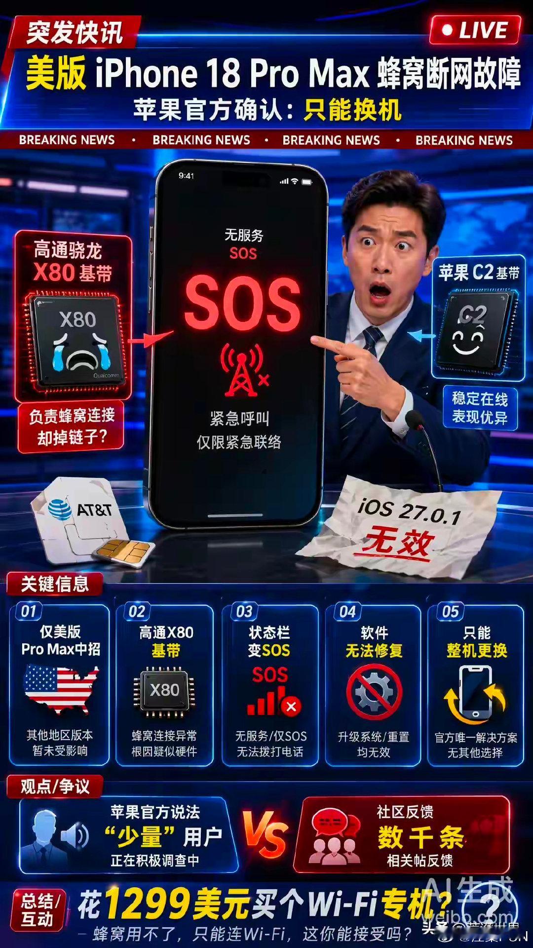#苹果将为受影响用户免费更换新机#真是笑话！换成国产手机如果这样，会被骂成什么样？

美版部分新品翻大车兜不住了，搞出砸招牌的硬质量问题，所以乖乖免费换新机挽口碑，换其他市场地区不见得这么爽快。

早年间苹果可以非人为故障直接换新机，后来骗保泛滥收紧政策，只在大缺陷时才松口。 ​