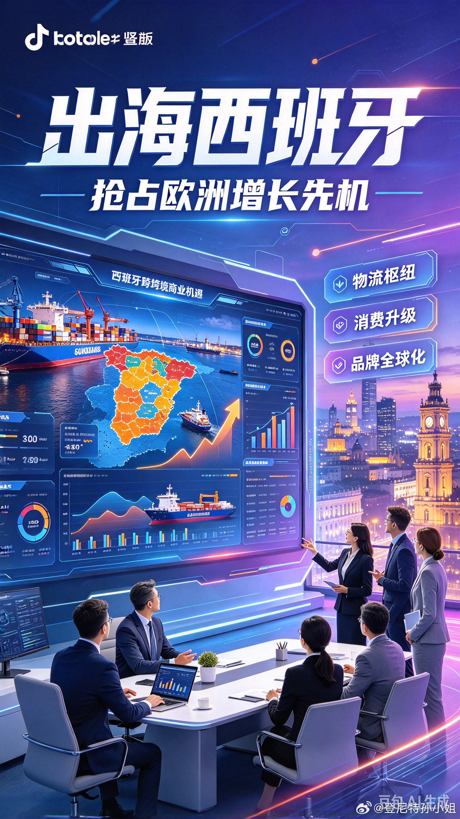 为什么企业出海，首选西班牙？
当下出海西班牙，是中小企业、新能源、跨境电商的黄金风口，性价比和发展潜力直接拉满。
作为欧盟第四大经济体，西班牙坐拥4700万本土优质消费人群，每年超8000万入境游客，消费市场活力十足，消费水平稳居欧洲中上游，终端需求旺盛，适配各类国货出海落地。
它最核心的 ​