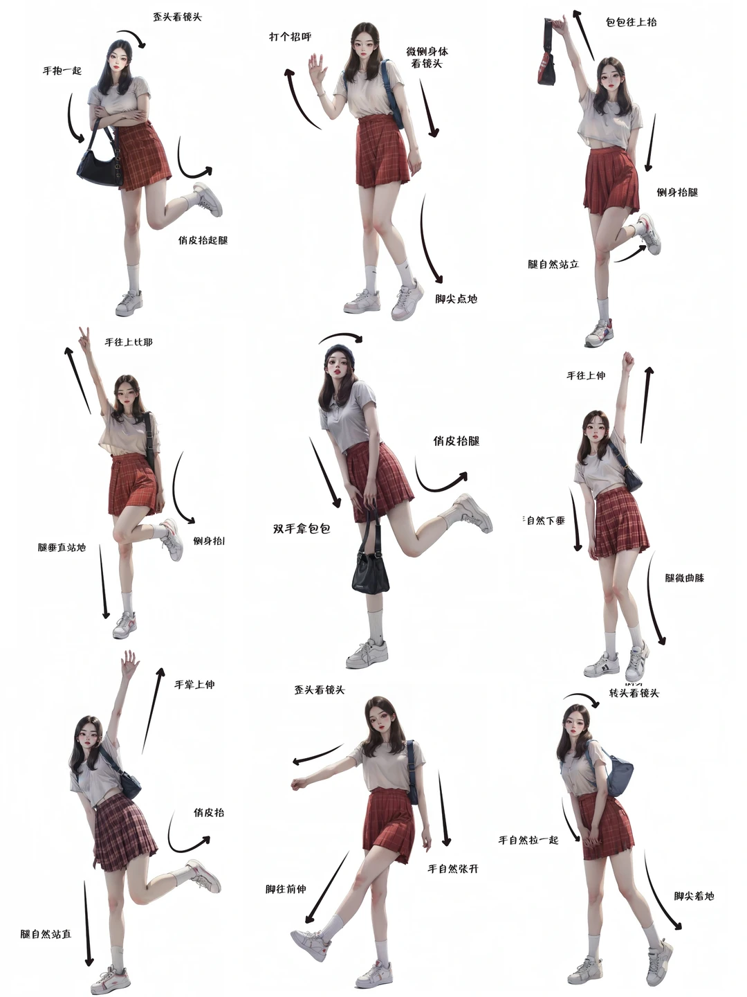 9种万能站姿拍照姿势｜显高显腿长｜旅游打卡