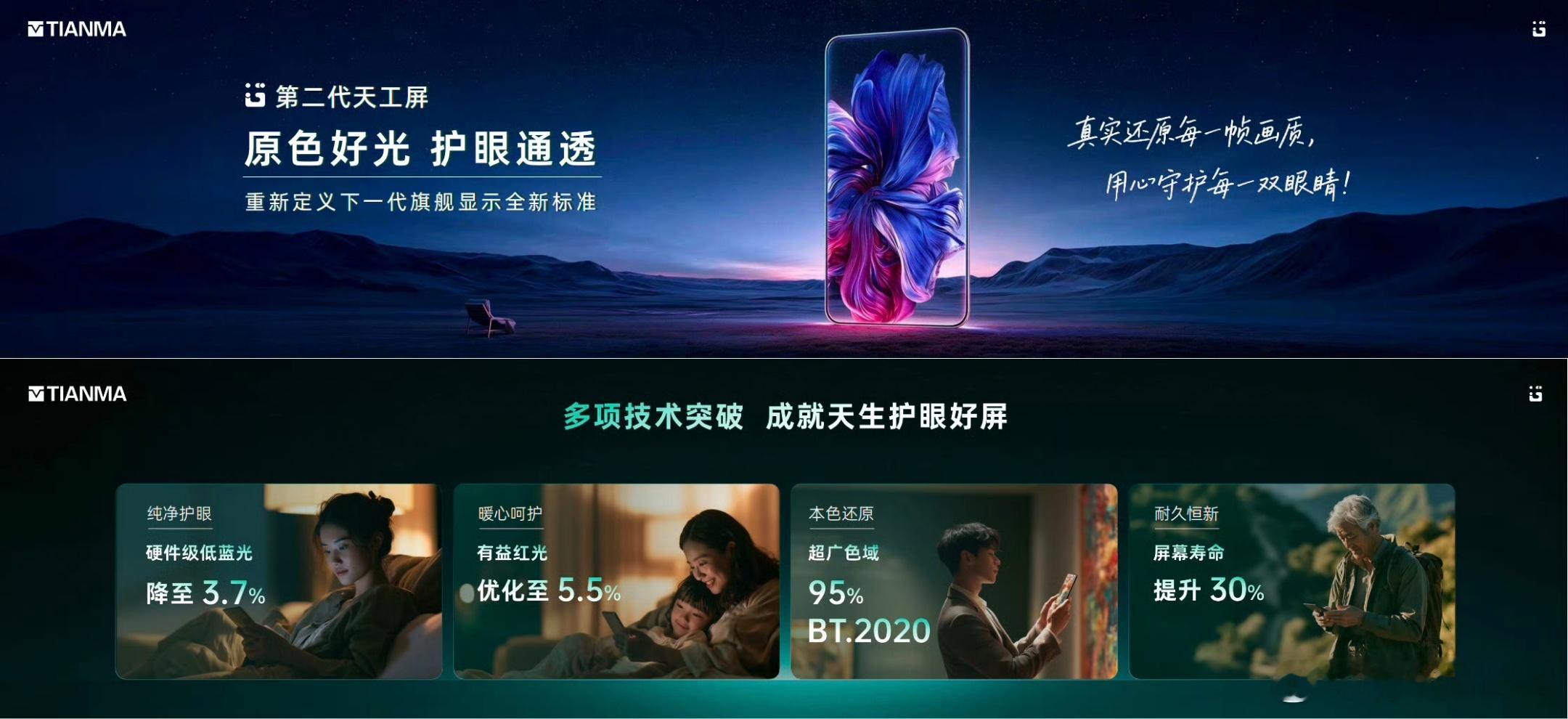 天马发布第二代天马天工屏，OPPO Find X10系列首发搭载。

首发N1原色光谱发光材料，有害蓝光低至3.7%，有益红光提升至5.5%，95% BT.2020超广色域，寿命提升30%。 
#2026手机屏幕哪家强#

目前京东方、华星、天马、维信诺、三星都有了很稳固的合作首发伙伴，比如华星-小米/红米，天马-OPPO，维信诺-荣 ​