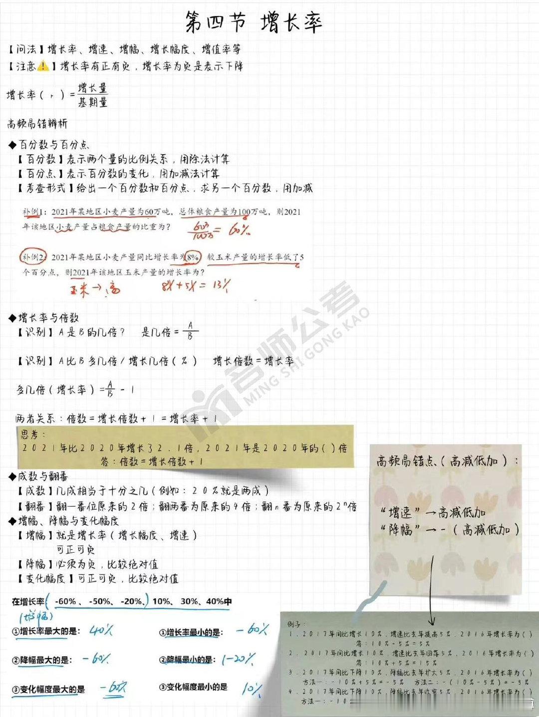 #公考[超话]# 资料分析总丢分？高照考点梳理笔记，看完直接避坑！！记得收藏学习~[给力][给力]​
