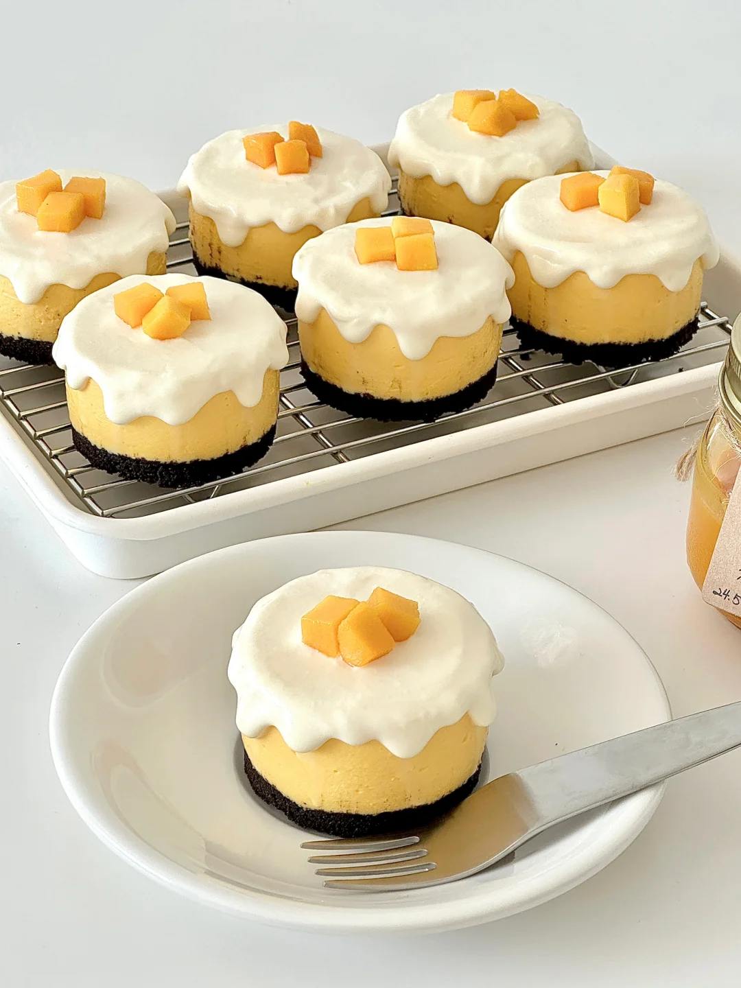 免烤箱🥭mini芒果奶盖芝士慕斯蛋糕