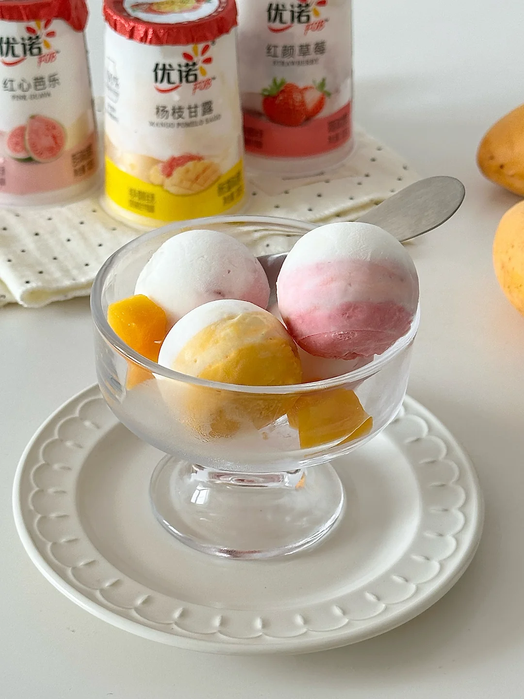冰淇淋口感🍨大理石纹分层冻酸奶慕斯球