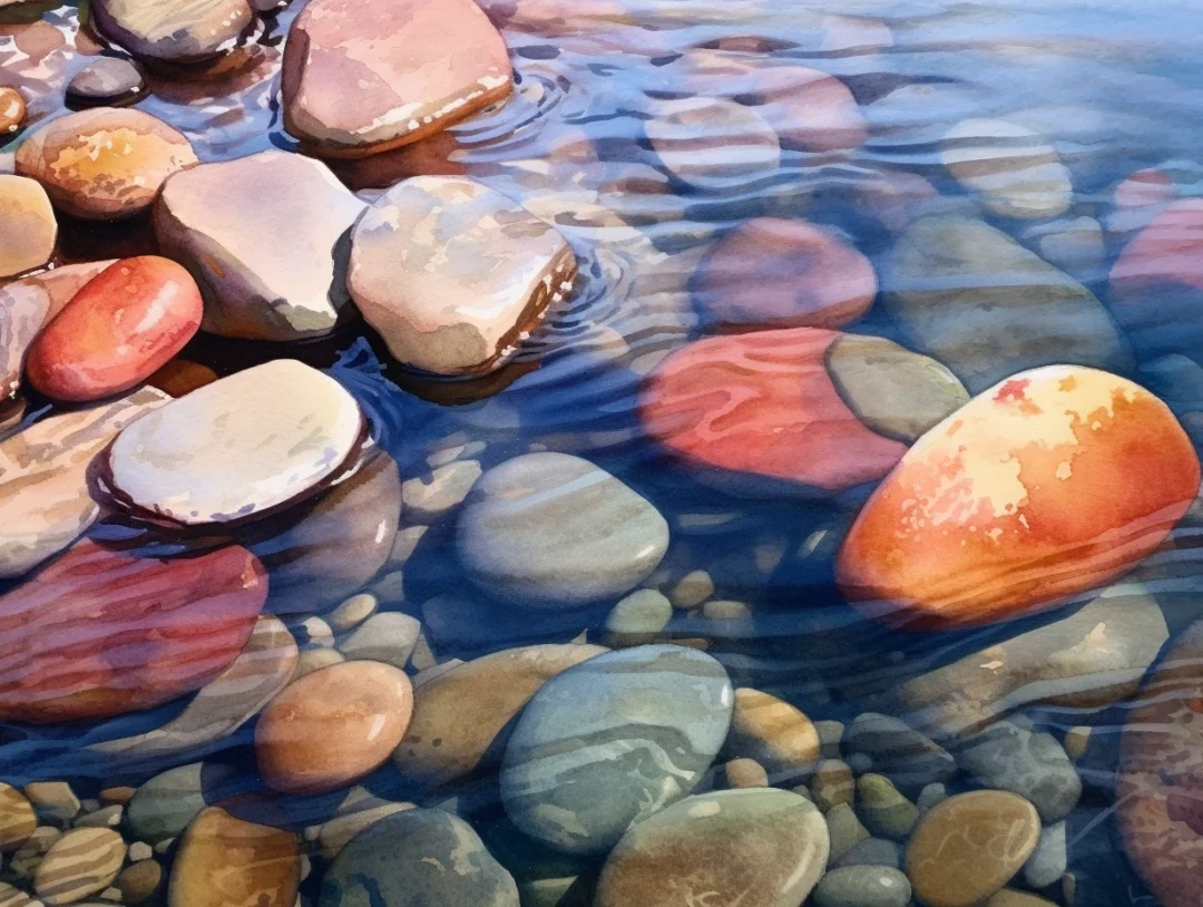 AI水彩 水中石头(1)