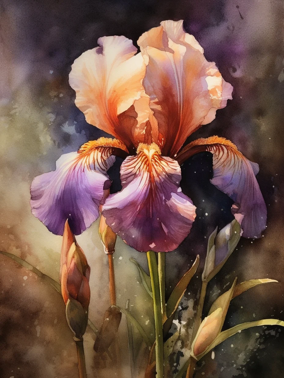 AI水彩：鸢尾(2)