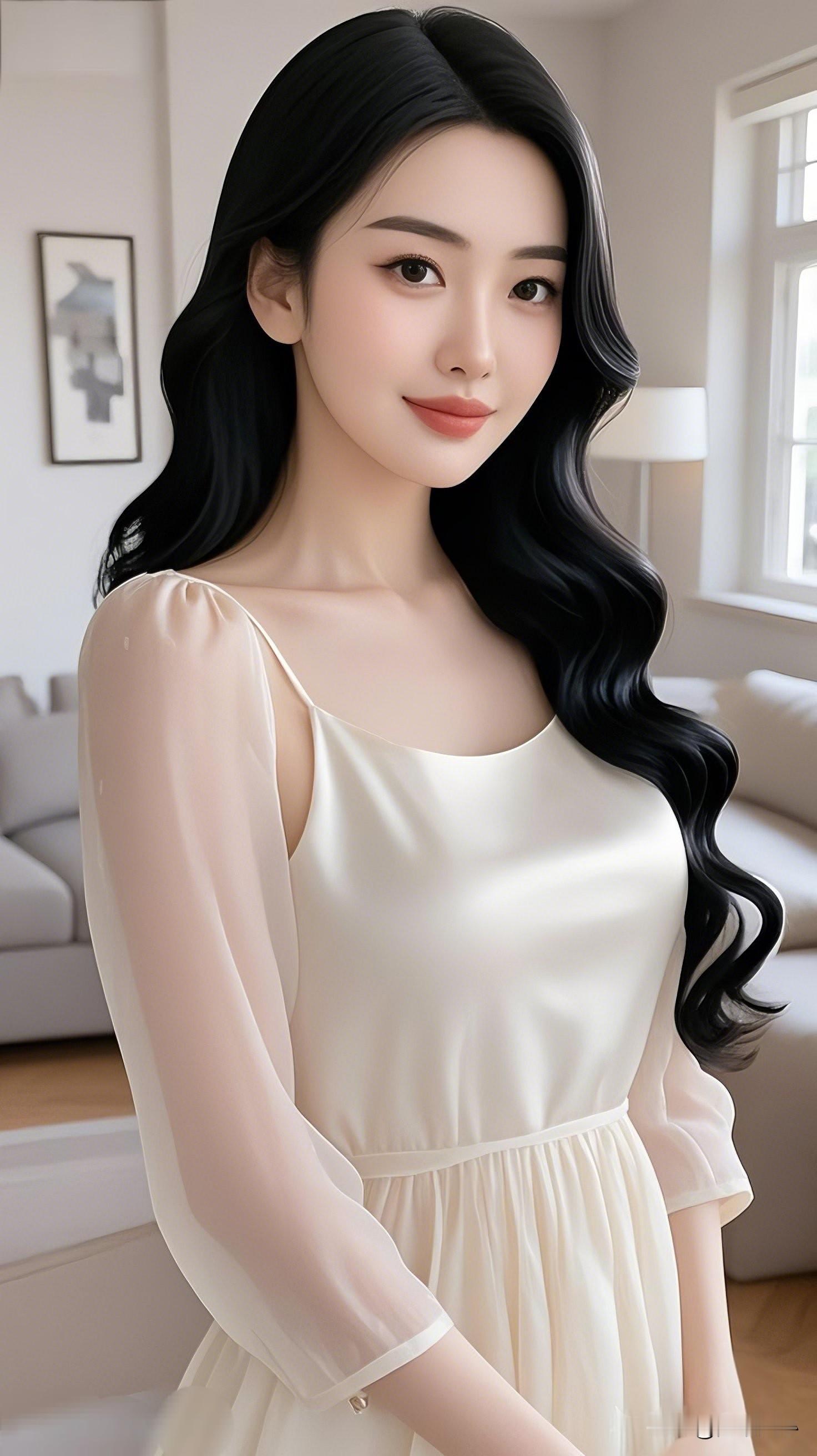 美人如画 笑靥如花 温柔优雅，白裙飘飘，少女心满满！🌸💗