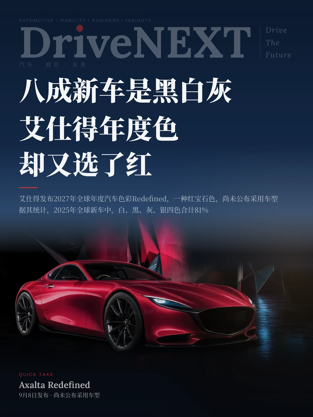 八成新车是黑白灰，艾仕得年度色却又选了红