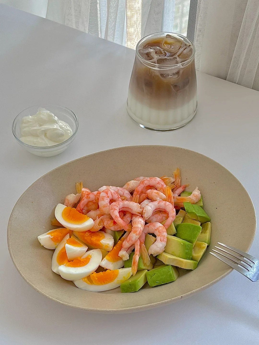☀️工作日不开火早餐｜甜虾牛油果鸡蛋沙拉🥗