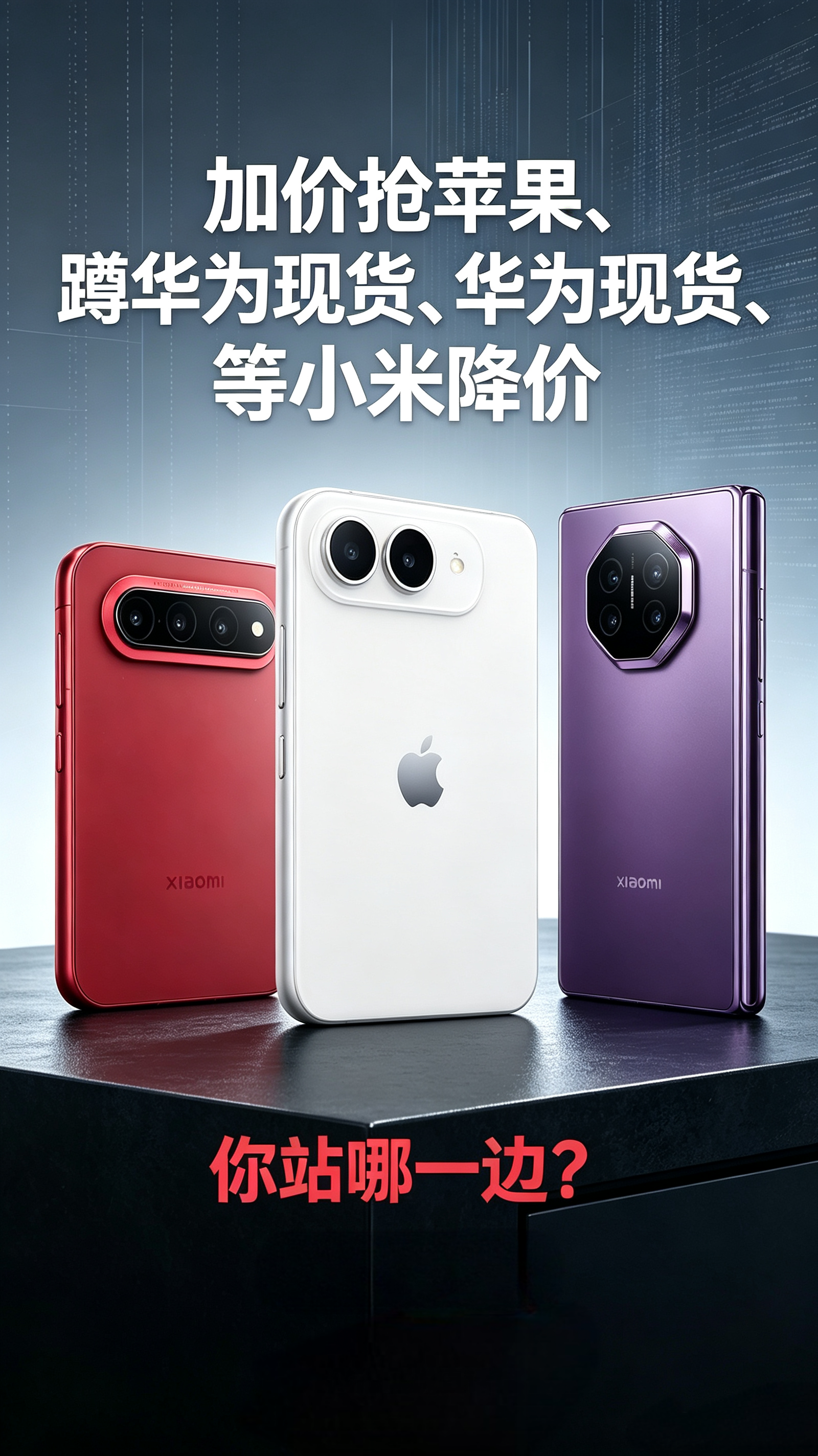 三家折叠屏正面刚：苹果 15999，华为 19999，小米 10999，谁在割韭菜？
苹果 15999，华为 19999，小米 10999。三个价，三种形态，同一个星期，三家一起亮剑。折叠屏这场 &34;三国杀&34;，今年才真正打起来。
先说价格。苹果 iPhone Duo，256G 卖 15999，顶配 2