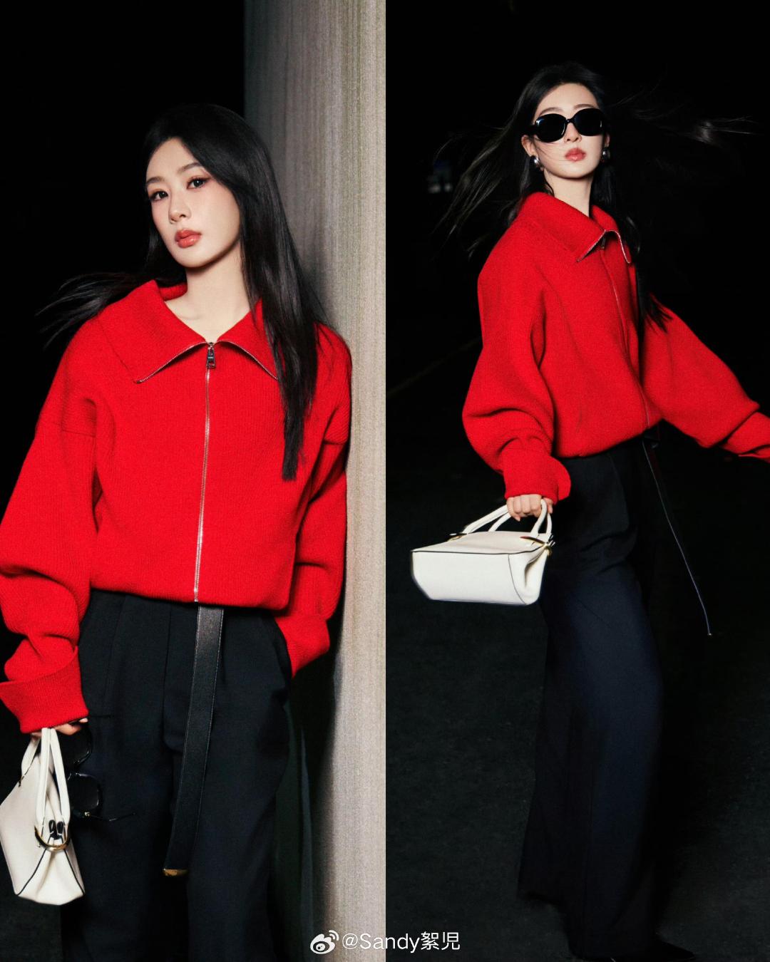#时装周# 杨紫出发✈️巴黎时装周！
启程奔赴Givenchy 2027春夏大秀，首次以纪梵希品牌代言人身份亮相时装周。
机场造型暗夜红黑撞色，热烈明艳，酷飒气场直接拉满，期待小紫在秀场的精彩亮相！#大秀直击##巴黎时装周# ​