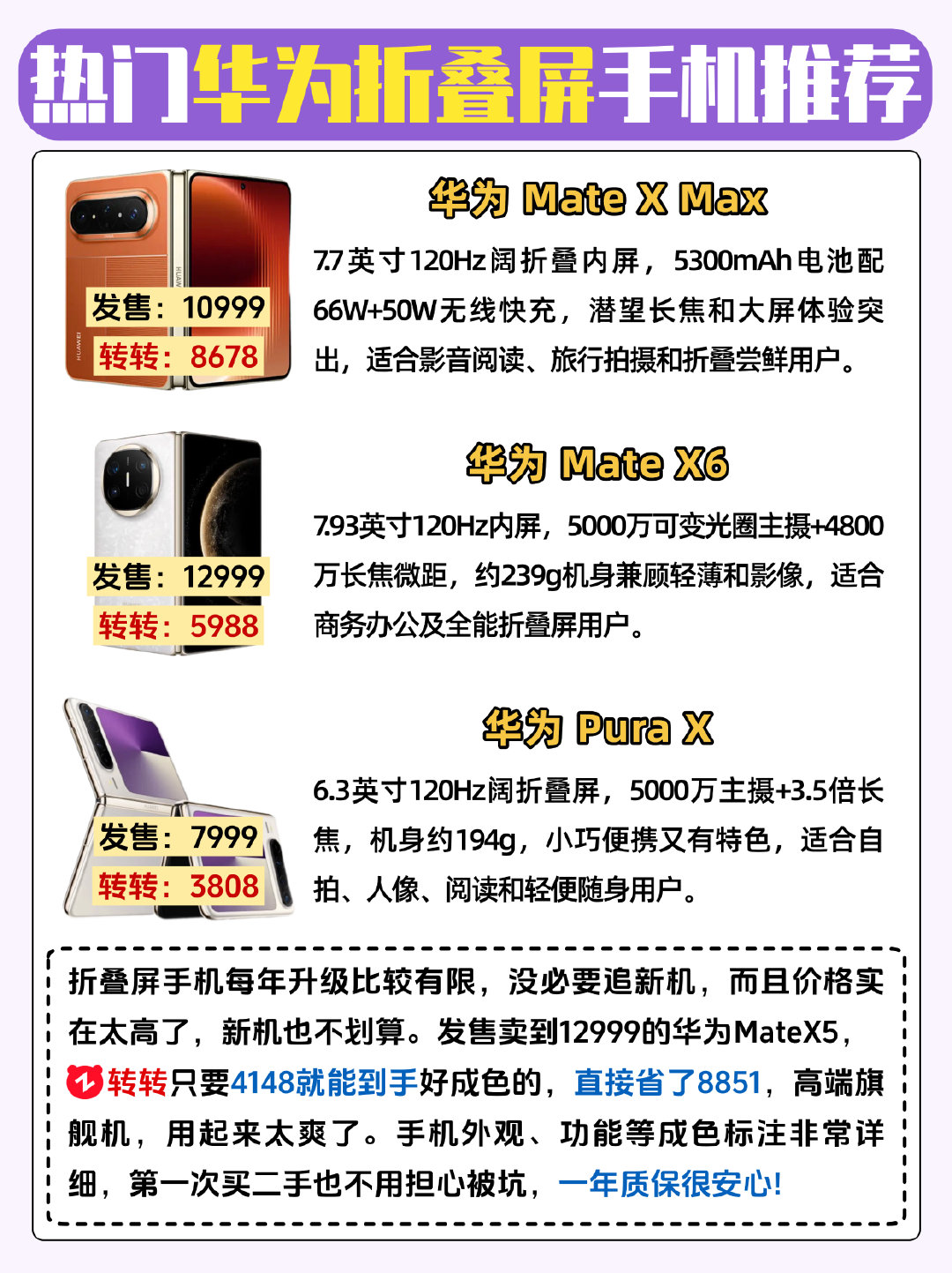 热门华为折叠屏手机排行 ​