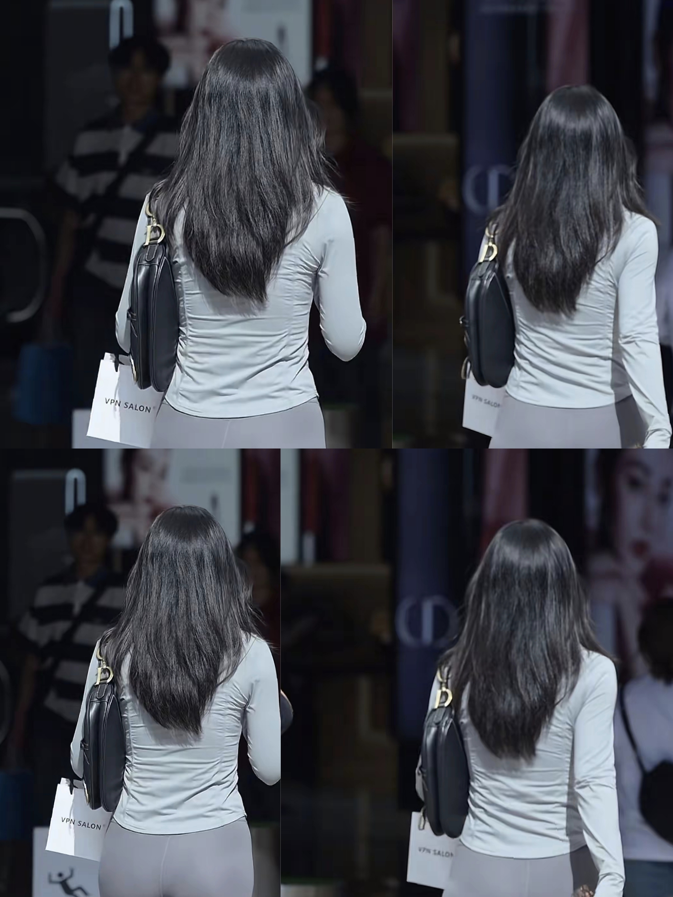 美丽的背影，长发飘飘，一身运动衣，瑜伽裤，真的很美很性感