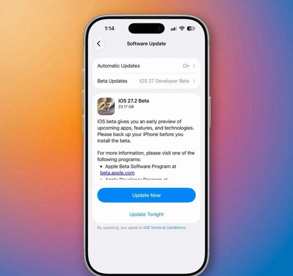 起猛了！苹果突然发布 iOS 27.2 新系统版本