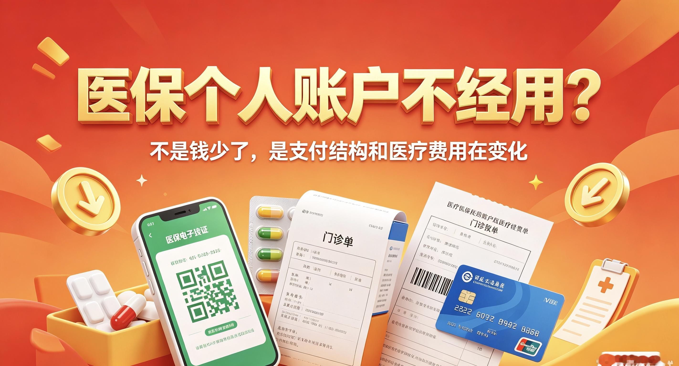 医保个人账户里的钱，为什么会越来越“不经用”？

不少人有这样的感觉：医保个人账户里的钱以前还能买不少药，现在却越来越不经用。其实，这和医保个人账户的定位、支付范围以及医疗费用变化都有关系。

医保个人账户，主要用于支付门诊费用、药店购药费用以及部分医疗相关支出。随着门诊共济保障改革推进，个人账户的