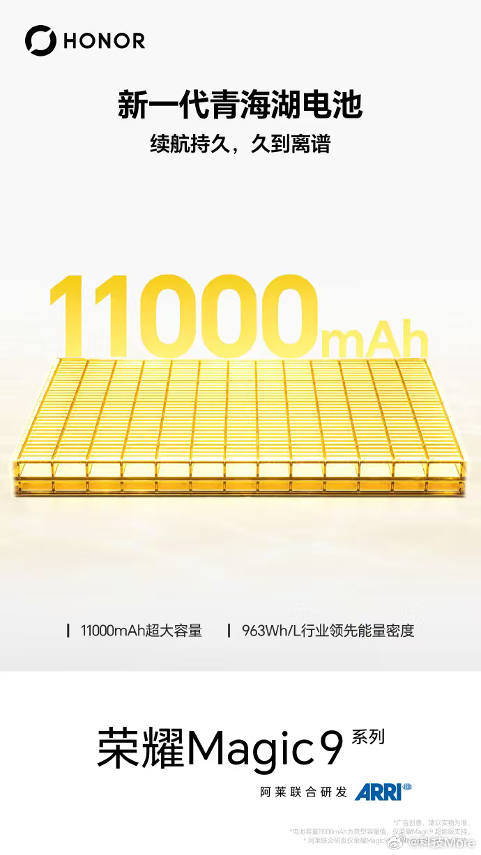 今年旗舰机行列里，续航最强的必定是#荣耀Magic9#系列，这次有一个荣耀Magic9 超能版，电池容量达到了惊人的11000毫安时，突破了旗舰机之最。因为影像模组以及外围配置的原因，这个电池容量以往只能在中端机型上才能看到，而这次Magic9 超能版在保留了Magic系列旗舰能力的基底下还能做到如此大容量，说 ​