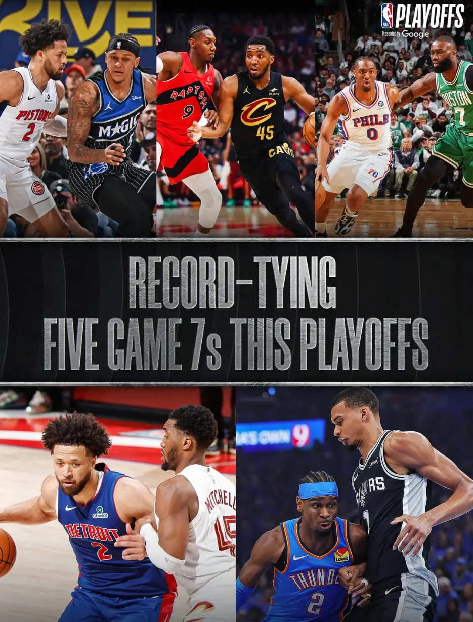 NBA官方：刺雷抢七将是本届季后赛第5场抢七、追平历史记录  明日NB...