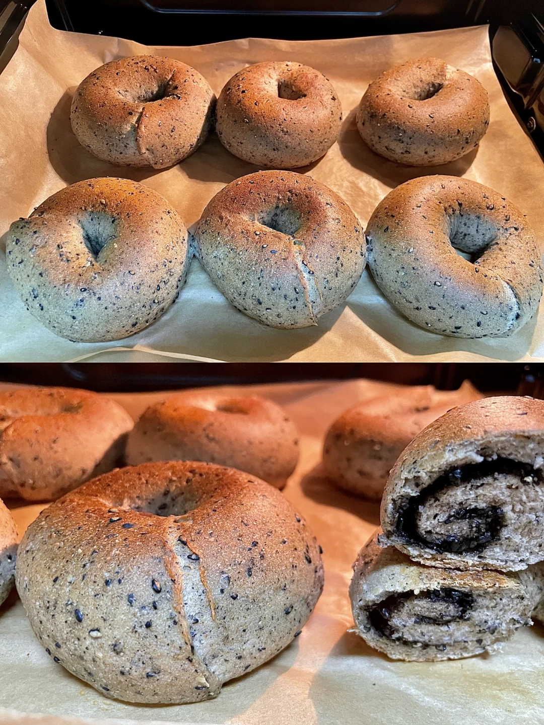 🥯黑芝麻贝果｜黑芝麻奶酥馅｜配方教程分享