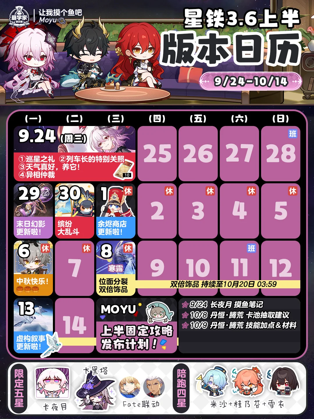 星铁V3.6全版本活动日历丨于长夜重返大地