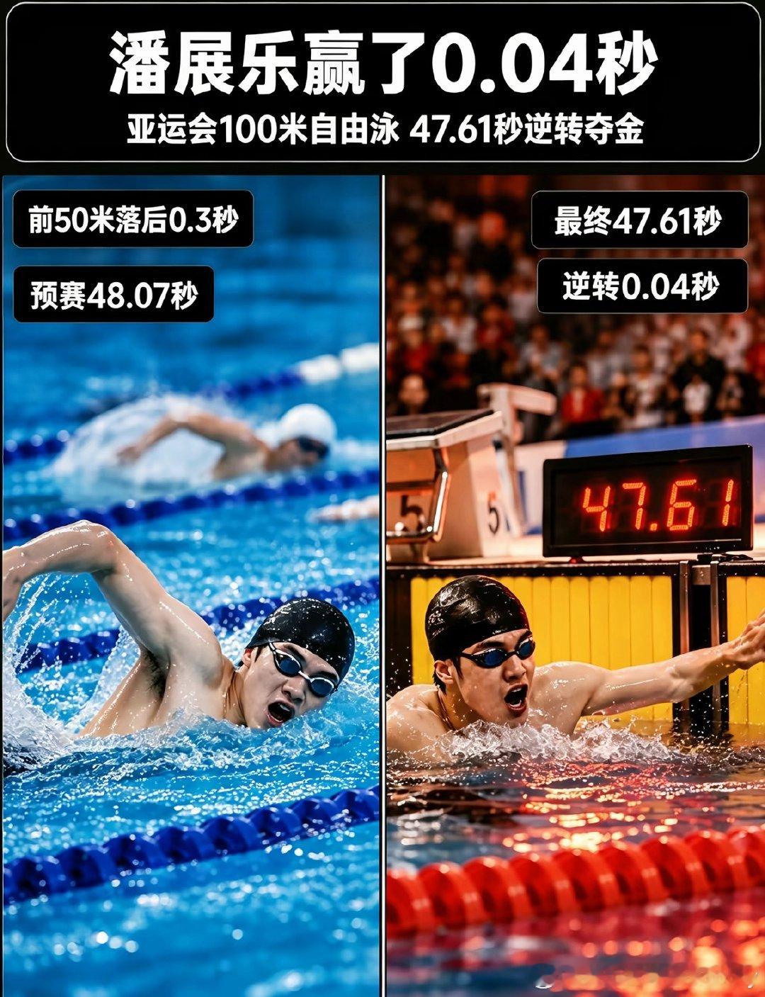 BS，👍🏻#潘展乐最后1米反超#最后惊心动魄拿到冠军仅一个指头的距离，很喜欢他的赛后采访，很可爱爱说实话从他嘴里才能了解到真实的体验！ ​