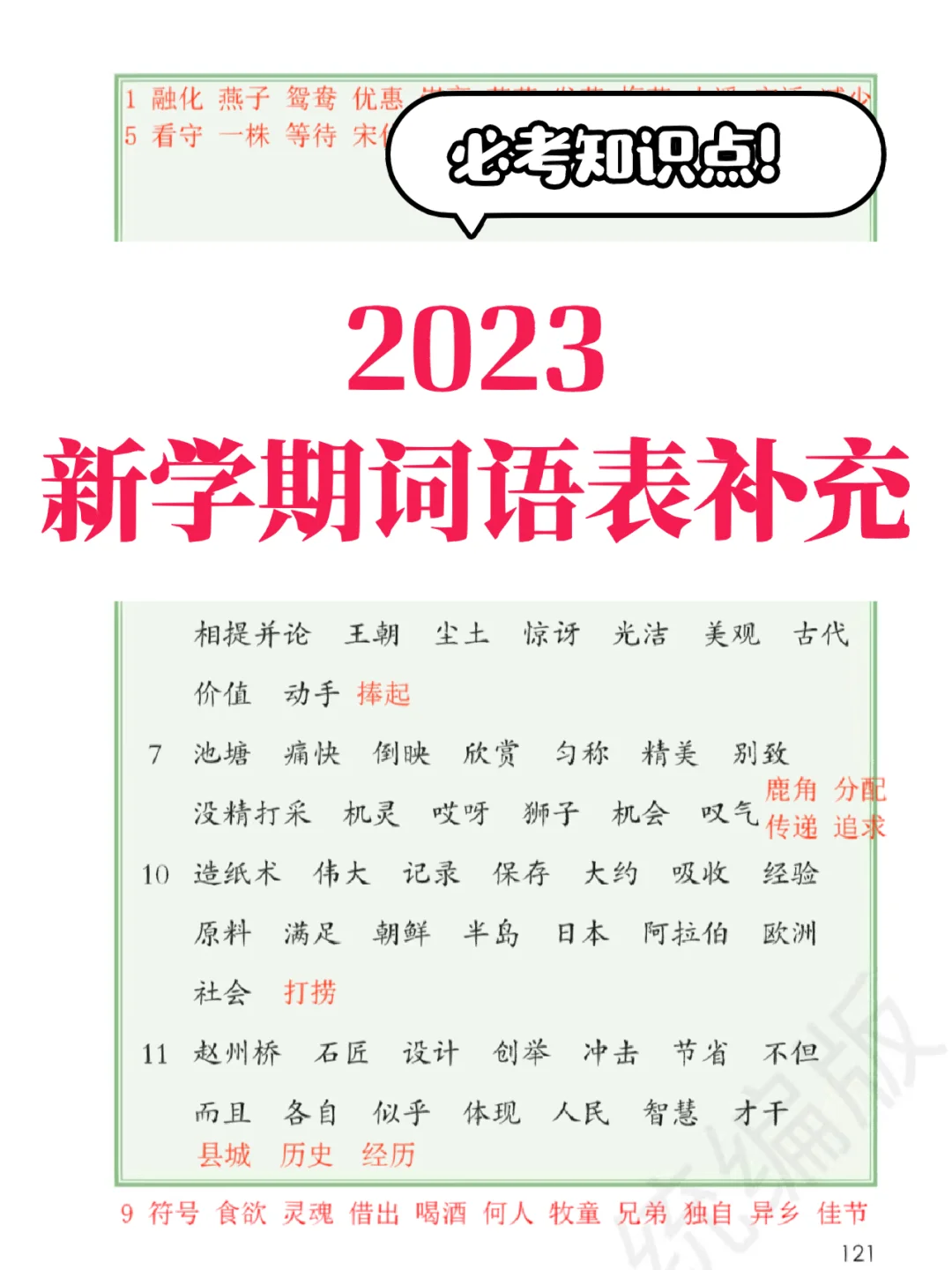 🔥2023新学期 | 三年级下册词语表补充