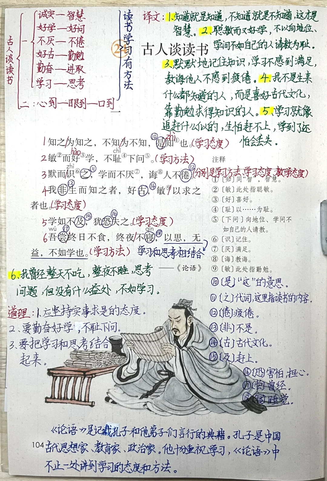 五上语文第24课《古人谈读书》课堂笔记