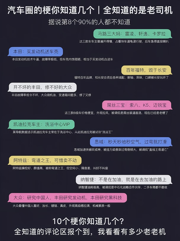 汽车圈的梗你知道几个？全都知道的是老司机