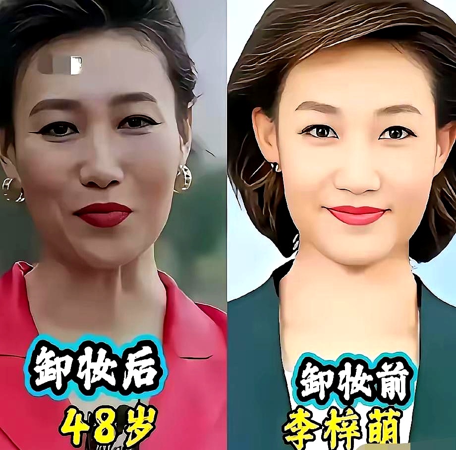48岁央视主持李梓萌在电视里看着像三十出头，结果镜头一关、底妆一卸，跟朱丹、吴昕放在一起，真实状态全露了底
 

台前顶着精致的发型和厚重的粉底，谁都能端出光鲜体面的女神范。可下了直播台洗掉油彩，该松弛的皮肤照样松弛，平时看着仙气飘飘的名嘴，瞬间跌回现实
 

普通人真不用看着屏幕天天容貌焦虑。台上