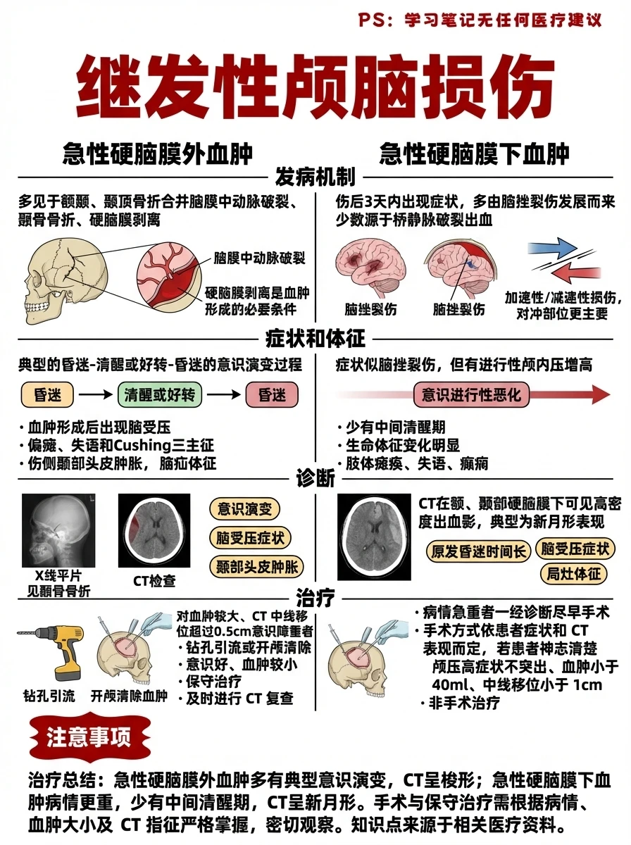 阿虎医考笔记📝继发性颅脑损伤！